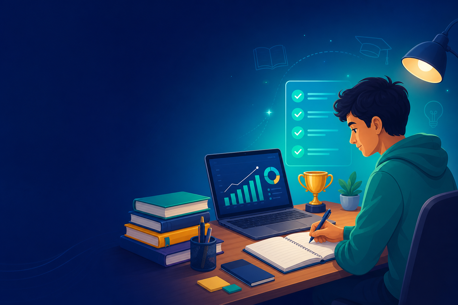 Student achieving learning goals with EduBlitz